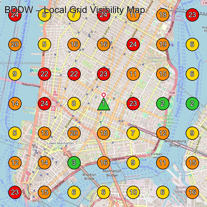 BDDW Furniture Store GeoGrid ranking map for New York NY
